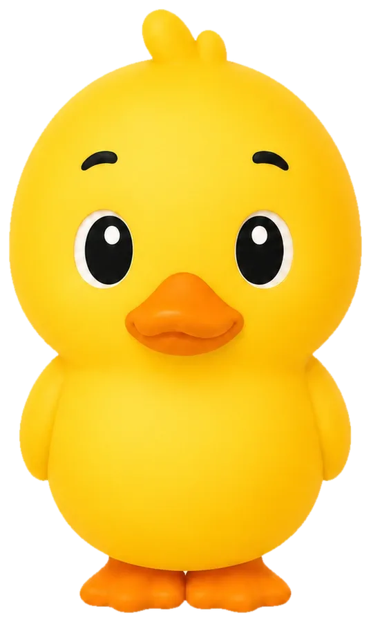Waddleby, a round yellow rubber-duck toy
